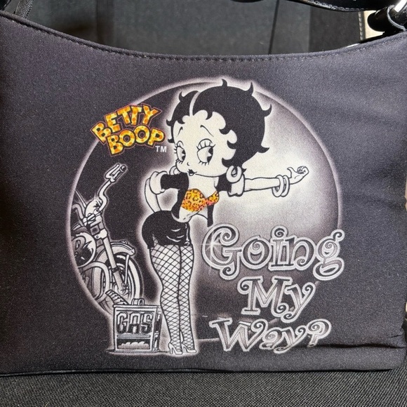 Vintage Betty boop rhinestone biker shoulder bag purse - Picture 2 of 6